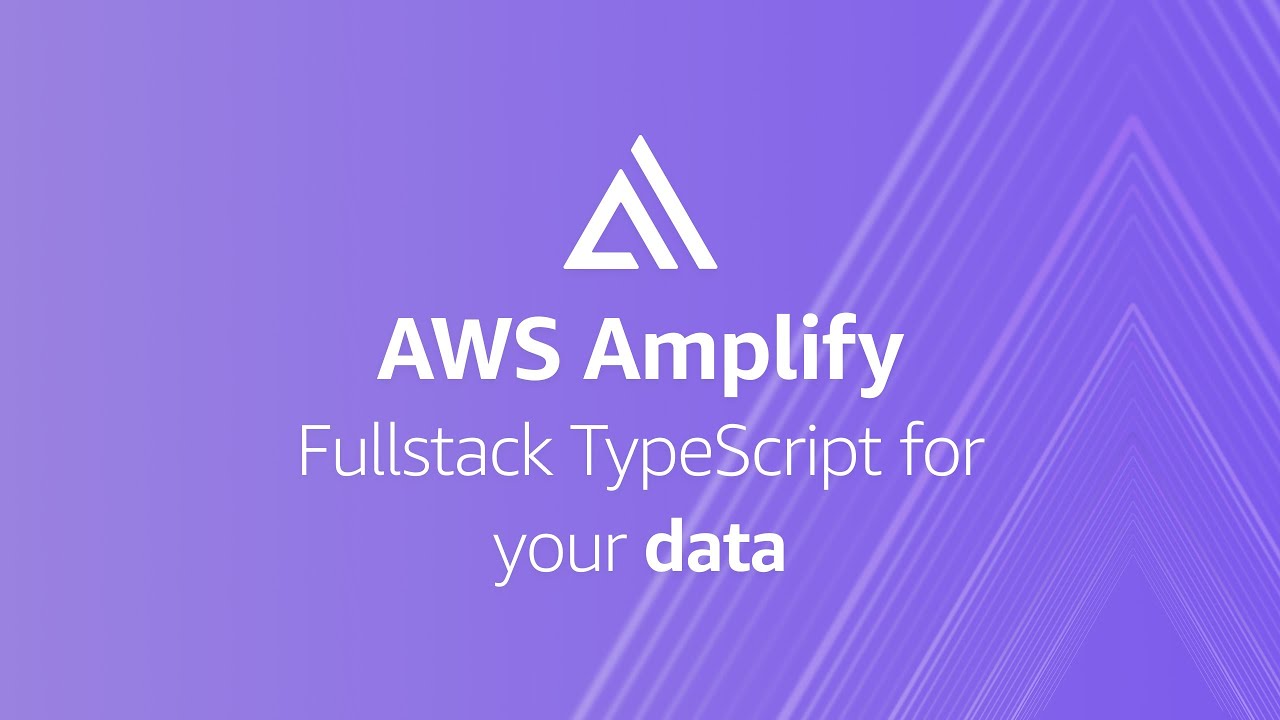 YouTube thumbnail image featuring a purple background with the AWS Amplify logo and the text 'AWS Amplify Fullstack TypeScript for your data'.