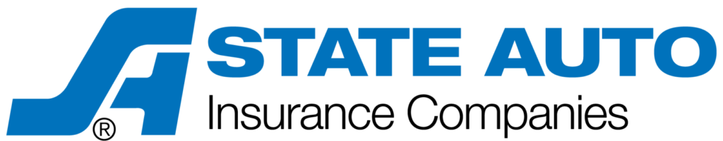 Logo of State Auto featuring stylized blue initials and the words 'State Auto' in blue text.
