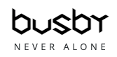 Busby logo with the tagline 'Never Alone' displayed beneath the company name.