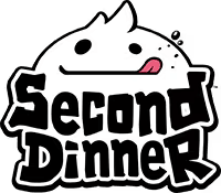"Second Dinner logo featuring a cartoon face with a tongue sticking out above bold text."