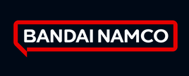 Bandai Namco logo with white text inside a red speech bubble outline on a black background.