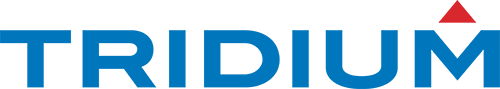 Tridium logo featuring blue text and a red shield icon.
