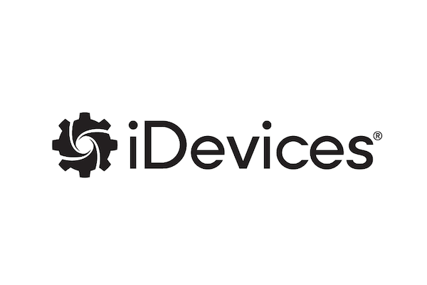 The iDevices logo in black text includes a stylized gear icon to the left of the word 'iDevices' on a white background.