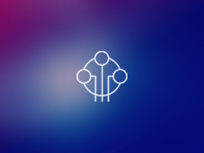 Abstract line icon representing IoT data for the energy and utilities sector, displayed on a blurred blue and purple background.