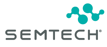 Semtech logo featuring teal text and a connected dot symbol, on a transparent background.