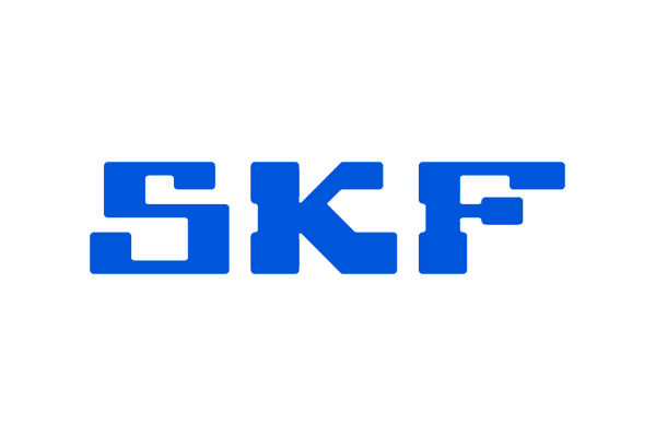 The SKF blue logo is displayed on a transparent background, featuring bold blue letters spelling 'SKF' in a geometric font style.