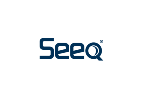 Seeq company logo in blue on a transparent background.