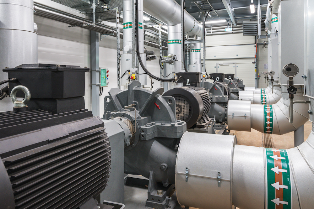 Water centrifugal pump and motor line in power plant