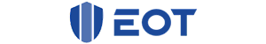 EOT logo featuring a blue shield icon with the letters 'EOT' in blue text. Ideal for branding and protection-related visual assets.