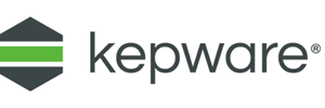 Kepware logo with a hexagonal icon featuring a green stripe and the word "kepware" in lowercase.