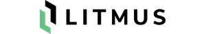 Litmus logo in a horizontal layout with a green geometric icon and black text.