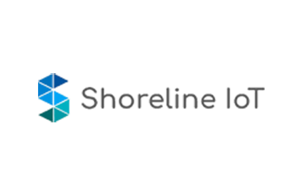 "Shoreline IoT logo with blue and teal geometric shapes."