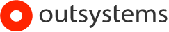 "OutSystems logo with a red circle and black text."