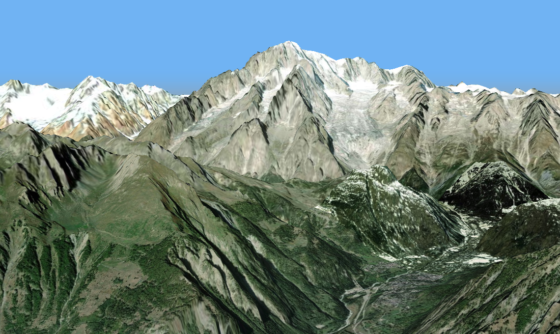 An image of a mountain rendered on a map in profile 