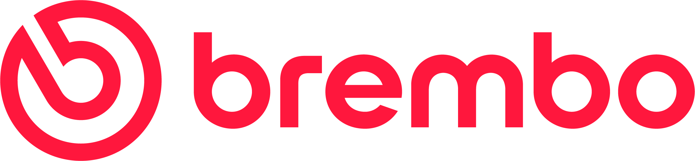 Red Brembo logo featuring a stylized "B" within a circular design.