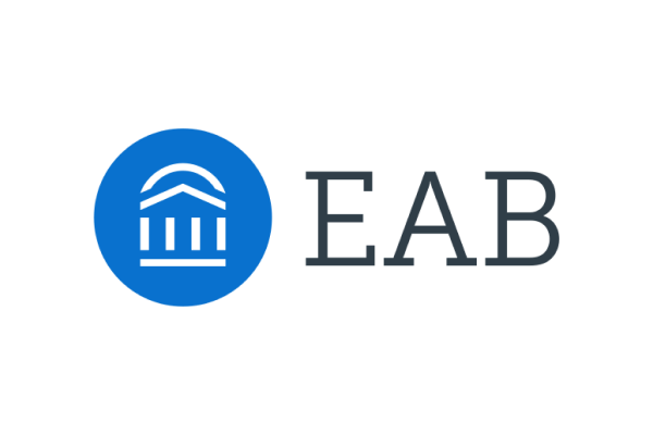 EAB logo featuring a blue circle with a white building icon next to the text "EAB" in gray.