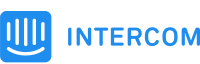 The Intercom logo featuring a blue icon with a smiling face and vertical lines, next to the word 'INTERCOM' in blue text.