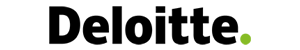 Deloitte logo in a horizontal layout with black text and a green dot at the end, on a transparent background.