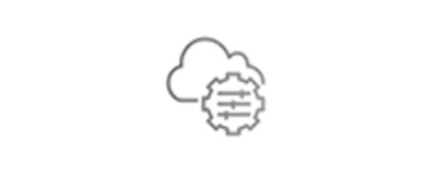 A line icon depicting a cloud and a gear with slider controls, representing AWS management and governance solutions for the energy and utilities sector.