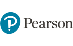 Pearson logo with a stylized 'P' in a blue circle next to the word 'Pearson' in black text.