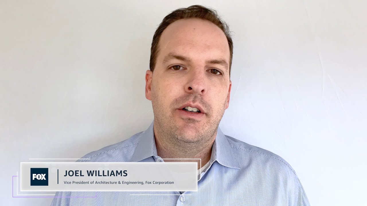 YouTube thumbnail image featuring Joel Williams, Vice President of Architecture & Engineering at Fox Corporation, against a plain background.