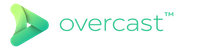 Logo for Overcast, featuring a green play-style triangle icon and the word 'overcast' in green text. Suitable for media services or related categories.
