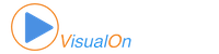 Logo for VisualOn, featuring a play button inside an orange circle followed by the stylized text 'VisualOn'.