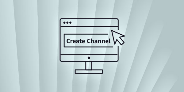Illustration of a computer monitor displaying the words 'Create Channel' with a mouse cursor, representing channel creation in media services.