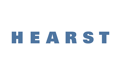 "HEARST logo in blue uppercase letters on a white background."