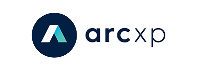 The Arc XP logo in dark blue, featuring a stylized 'A' icon and the text 'arc xp' on a transparent background.