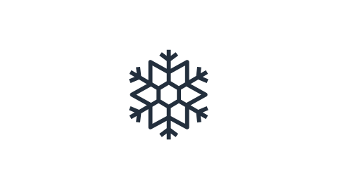 Simple black snowflake icon on a white background.