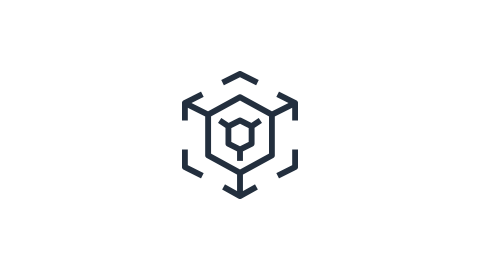 A minimalist geometric logo featuring a hexagon with a stylized bear face in the center.