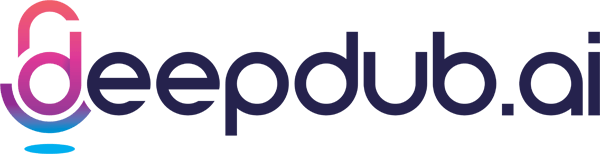 Logo for Deepdub.ai with stylized text and microphone icon