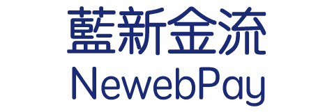 Logo for NewebPay (藍新金流), a payment gateway service provider. The logo features the Chinese characters '藍新金流' above the English text 'NewebPay' in a dark blue color.