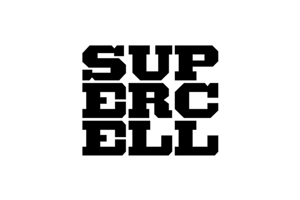 The Supercell logo in black, featuring the company name stacked in bold, block letters on a white background.