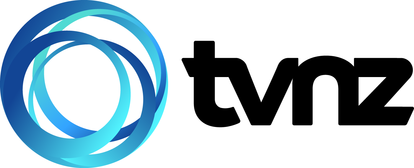 The image features the TVNZ logo, consisting of overlapping blue circular shapes and the letters 'tvnz' in bold black font.