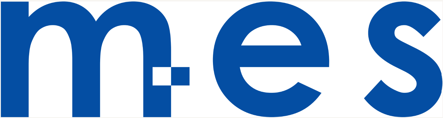 The logo featuring the lowercase letters 'mes' in bold blue font on a white background.
