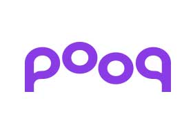 The image displays the 'Pooq' logo in a modern purple font on a white background.