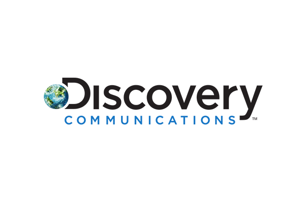 Logo for Discovery Communications featuring the word 'Discovery' with an image of the Earth integrated into the 'D', and 'COMMUNICATIONS' written below in blue uppercase letters.