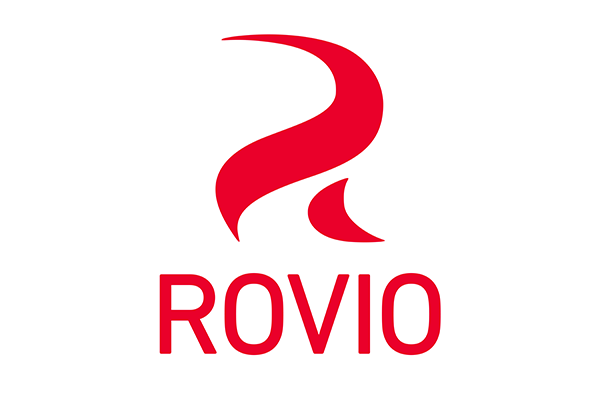Red stylized Rovio logo with the word 'ROVIO' in uppercase letters below the symbol on a white background.