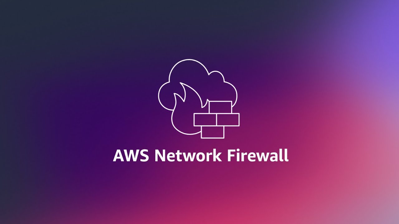 AWS Network Firewall product logo featuring a cloud and firewall icon on a gradient background, with the text 'AWS Network Firewall' displayed below.