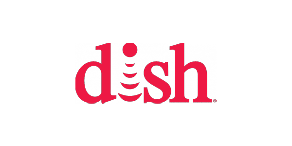 The logo for DISH Network, featuring the word 'dish' in red with a stylized satellite dish icon used as the 'i' in the text.