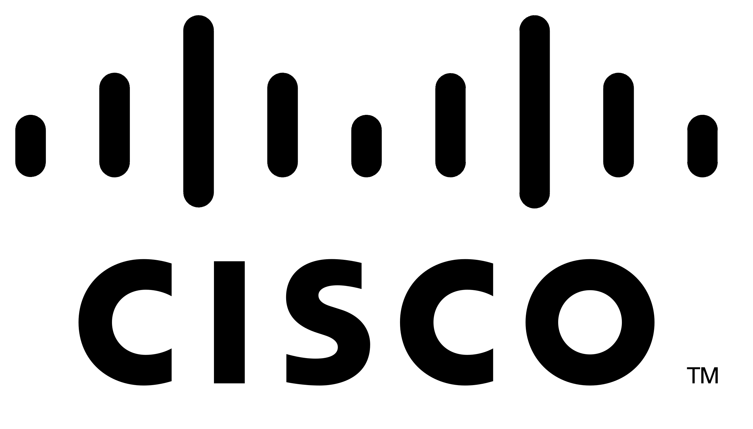 "Cisco logo with a bridge-like design above the company name."