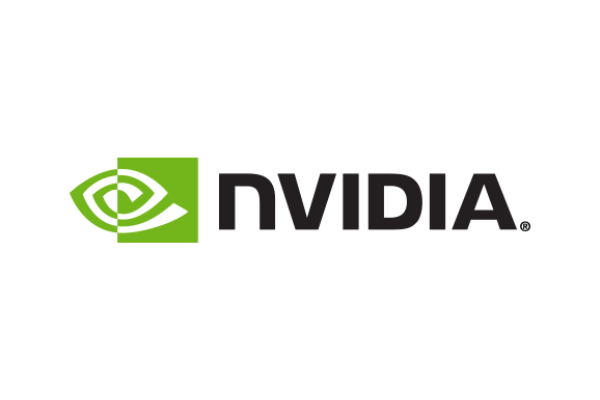 NVIDIA logo in green and black, featuring the stylized eye graphic and NVIDIA wordmark.