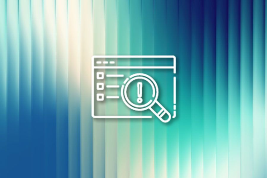 A stylized icon of a browser window with a magnifying glass and exclamation mark, representing compliance requirements, displayed on a blue and teal gradient background.