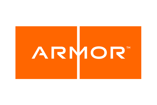 The Armor logo in solid orange on a white background.