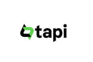 Logo featuring the word 'tapi' with a black and green design on a white background.