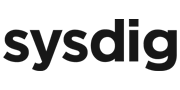 "Sysdig logo in black text."