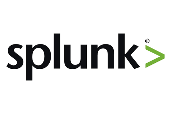 Splunk company logo with black text and a green arrow on a transparent background.