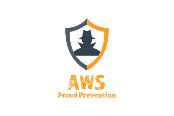 The AWS Fraud Prevention logo featuring a shield icon with an abstract security graphic and the text 'AWS Fraud Prevention' below it in orange. Used to represent AWS security and fraud prevention solutions.